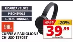 Jbl - Cuffie A Padiglione Chiuso T570BT
