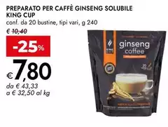 King cup - Preparato Per Caffè Ginseng Solubile King Cup