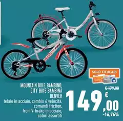 Denver - Mountain Bike Bambino, City Bike Bambina