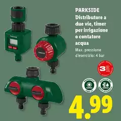 Parkside - Distributore A Due Vie, Timer Per Irrigazione O Contatore Acqua