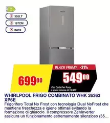 Whirlpool - Frigo Combinato WHK 26363 XP6E frigorifero con congelatore Libera installazione 384 L F Bianco