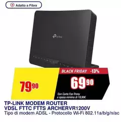 Tp Link - Modem Router Vdsl Fttc Fttts Archervr1200v