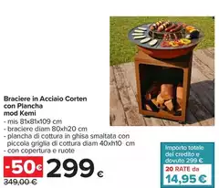 Braciere In Acciaio Corten Con Plancha Mod Kemi
