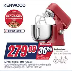 Kenwood - KMX751ARD Automatica Slime 3" In Ottic 4" Nero