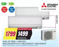 Mitsubishi - Kit 9900 + 12000+2000+Btu MxZ-2HA40VF2-E1/2 + Msz-DW25VF + MSC-DW35VF