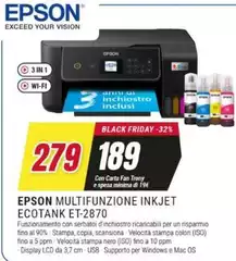 Epson - Multifunzione Inkjet Ecotank ET-2870 Epson - Multifunzione Inkjet Ecotank ET-2870