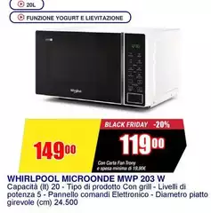 Whirlpool - Microonde MWP 203 W