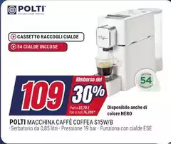 Polti - Macchina Caffè Coffee S15W/B Polti - Macchina Caffè Coffee S15W/B