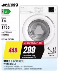 Smeg - Lavatrice WM84SEA  101,6 cm Gas GC854 GB 5000-253 L F Bianco