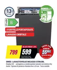Smeg - Lavastoviglie Incasso STR63BL