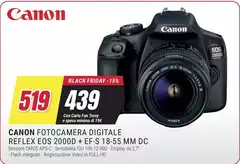 Canon - Fotocamera Digitale Reflex EOS 2000D + EF-S 18-55 Mm DC Canon - Fotocamera Digitale Reflex EOS 2000D + EF-S 18-55 Mm DC