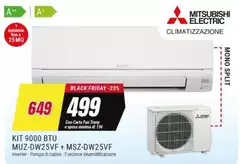 Mitsubishi - Kit 9000 Btu Mwz-dw25vf + Msz-dw25vf