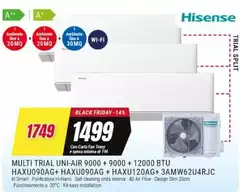 Hisense - Trial 900 + 9000 + 12000 Btu HAXU0940G+ HAXU90AG+HAXU120AG+ 3AMW62U4PJC