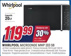 Whirlpool - Microonde Mwp 203 Sb