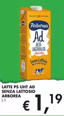 Arborea - Latte Ps UHT Ad Senza Lattosio