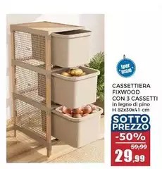Iper - Cassettiera Fixwood Con 3 Cassetti