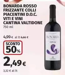 Cantina valtidone - Bonarda Rosso Frizzante Colli Piacentini D.O.C. Viti E Vini