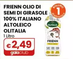 Olitalia - Frienn Olio Di Semi Di Girasole 100% Italiano Altoleico 1 Litro