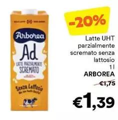 Arborea - Latte UHT Parzialmente Scremato Senza Lattosio
