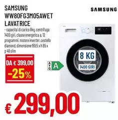 Samsung - WW80FG3M05AWET Lavatrice 8 Kg 