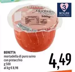Beretta - Mortadella Di Puro Suino Con Pistacchio