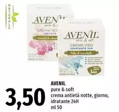 Avenil - Pure & Soft Crema Antietà Notte, Giorno, Idratante 24h