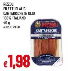 Rizzoli - Filetti Di Alici Cantabriche In Olio 100% Italiano