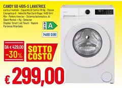 Candy - 4105-S Lavatrice Caricamento Frontale 6 Kg 1400 Giri/Min Nero, Bianco