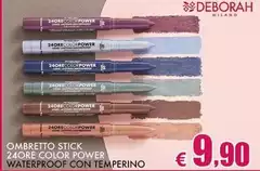 Deborah - Ombretto Stick 24ore Color Power Waterproof Con Temperino