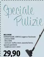 Melchioni - Aspirapolvere Vortice Leggera E Funzionale