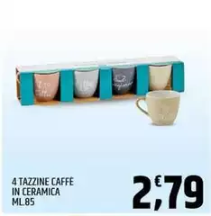 4 Tazzine Caffè In Ceramica