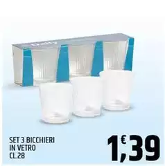 Set 3 Bicchieri In Vetro