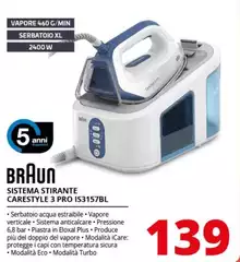 Braun - CareStyle 3 Ferro Da Stiro Con Caldaia IS3157BL