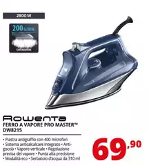 Rowenta - DW8215 PRO Master Ferro Da Stiro A Vapore Con Funzione Anticalcare, Erogazione Continua Da 45 G/min, Potenza 2800 W, Acciaio Inossidabile