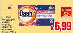 Dash - Power Pods Detersivo Lavatrice In Capsule, Azione Extra-Igienizzante