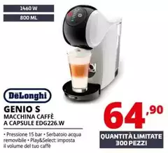 De Longhi - Genio S Macchina Caffè A Capsule EDG226.W De Longhi - Genio S Macchina Caffè A Capsule EDG226.W