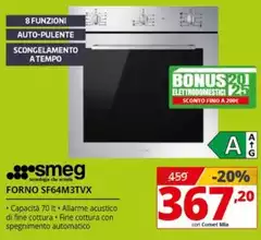 Smeg - SF64M3TVX Forno 70 L Acciaio Inox