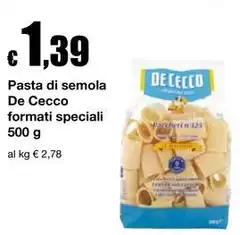 De Cecco - Pasta Di Semola Formati Speciali De Cecco - Pasta Di Semola Formati Speciali