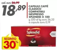 Splendid - Capsule Caffè Classico Compatibili Nespresso Splendid - Capsule Caffè Classico Compatibili Nespresso