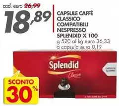 Splendid - Capsule Caffè Classico Compatibili Nespresso