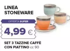 Linea - Set 3 Tazzine Caffè Con Piattino