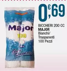 Major - Bicchieri 200 Cc Bianchi/ Trasparenti Major - Bicchieri 200 Cc Bianchi/ Trasparenti