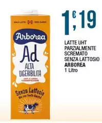 Arborea - Latte UHT Parzialmente Scremato Senza Lattosio