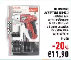 Kombo - Kit Trapano Avvitatore 25 Pezzi