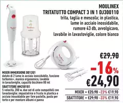 Moulinex - Tritatutto Compact 3 In 1 DJ300110