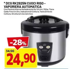 DCG - Dcg Rk2925n Cuoci Riso- Vaporiera Automatica DCG - Dcg Rk2925n Cuoci Riso- Vaporiera Automatica
