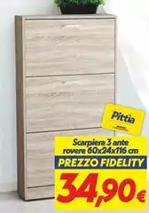 Scarpiera 3 Ante Rovere 60x24x16 Cm Scarpiera 3 Ante Rovere 60x24x16 Cm