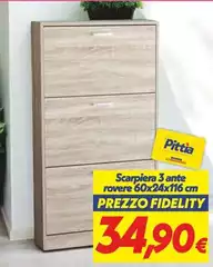 Scarpiera 3 Ante Rovere 60x24x116 Cm Scarpiera 3 Ante Rovere 60x24x116 Cm