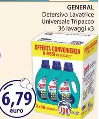 General - Detersivo Lavatrice Universale Tripacco 36 Lavaggi X3 General - Detersivo Lavatrice Universale Tripacco 36 Lavaggi X3