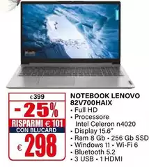 Lenovo - Notebook 82V700HAIX 